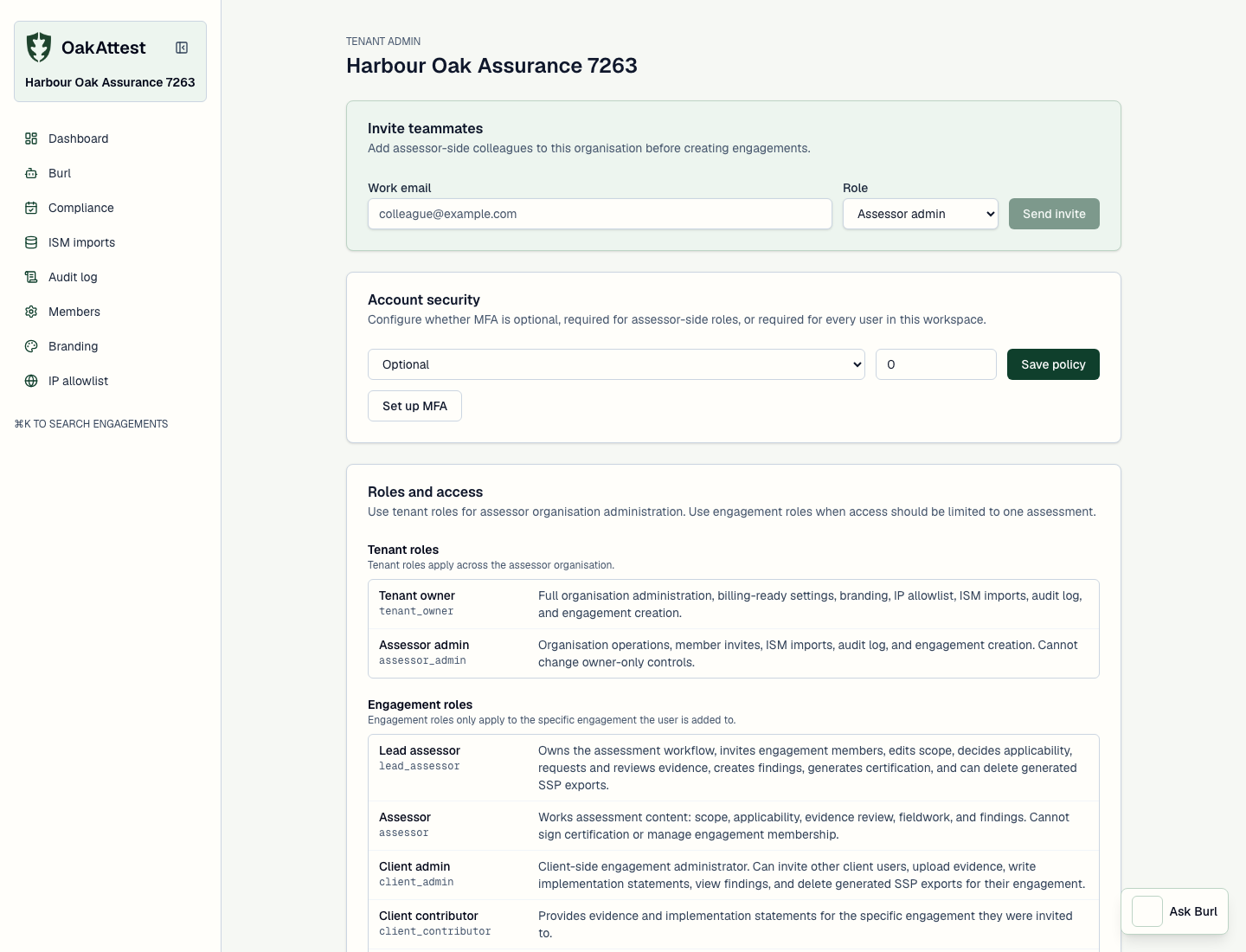 Managed client tenant administration