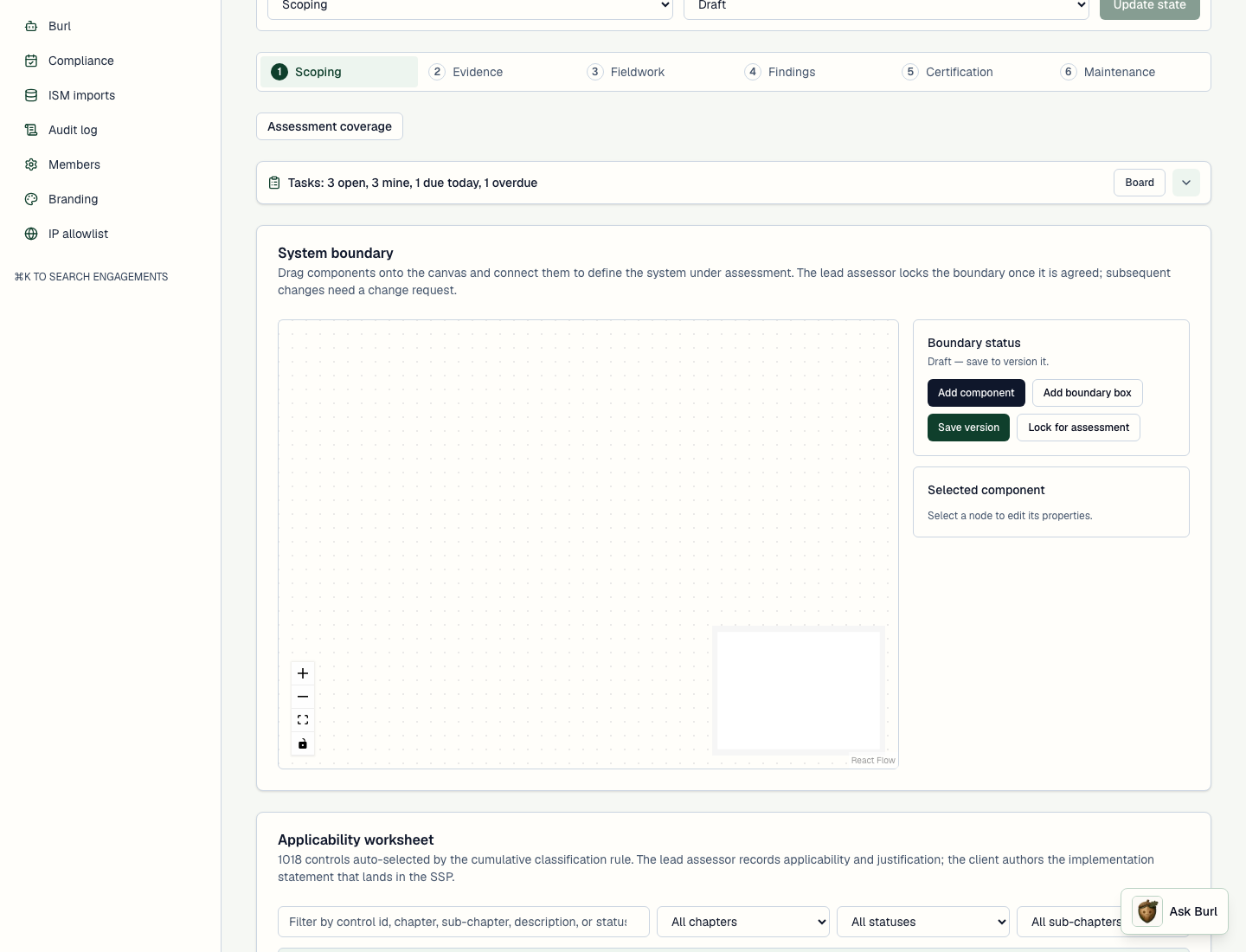 Scope, boundary and applicability worksheet